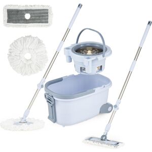 COSTWAY Mop and Bucket Set Hands-Free Washing with Dual Tank Design-Blue COSTWAY Mop and Bucket Set Hands-Free Washing with Dual Tank Design-Blue