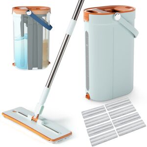 COSTWAY Mop & Bucket Set 3-Tank Flat Floor Mop & Bucket System w/Wringer-Green COSTWAY Mop & Bucket Set 3-Tank Flat Floor Mop & Bucket System w/Wringer-Green