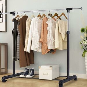 Costway - Single Rail Garment Rack,(86-139) x 42 x (92-168)cm,Adjustable Metal Coat Hanger Storage Unit with Wheels and Bottom Shelf, Mobile Clothing Costway - Single Rail Garment Rack,(86-139) x 42 x (92-168)cm,Adjustable Metal Coat Hanger Storage Unit with Wheels and Bottom Shelf, Mobile Clothing