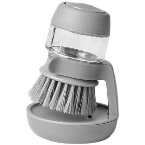 Mumu - Dish brush with soap dispenser, kitchen brush with holder, brush with detergent container, cleaning brush for cleaning pans, kitchen sink, gray Mumu - Dish brush with soap dispenser, kitchen brush with holder, brush with detergent container, cleaning brush for cleaning pans, kitchen sink, gray