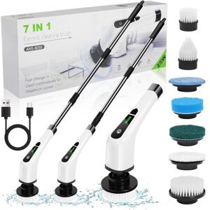 Electric Rotating Cleaning Brush, Cordless Electric Cleaning Brush with 7 Replaceable Brush Heads and Adjustable Extension Handle, for Bathroom and Electric Rotating Cleaning Brush, Cordless Electric Cleaning Brush with 7 Replaceable Brush Heads and Adjustable Extension Handle, for Bathroom and