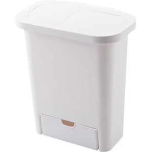 Tlily - Ensemblechen Cabinet Door Hanging Trash Can with Lid Wall Mounted Waste Bins Push-Top Paper Can Garbage Container White Tlily - Ensemblechen Cabinet Door Hanging Trash Can with Lid Wall Mounted Waste Bins Push-Top Paper Can Garbage Container White