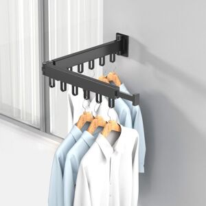 WOIYIC Extendable Clothes Airer Wall Mounted 360° Rotatable Clothes Airer for Balcony, Laundry, Bathroom, Bedroom (Black, Two Ply) WOIYIC Extendable Clothes Airer Wall Mounted 360° Rotatable Clothes Airer for Balcony, Laundry, Bathroom, Bedroom (Black, Two Ply)