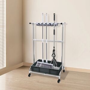 SANBOUSI Floor-Mounted Mop Rack Broom And Mop Holder Movable Floor Standing Cleaning Tool Storage Rack SANBOUSI Floor-Mounted Mop Rack Broom And Mop Holder Movable Floor Standing Cleaning Tool Storage Rack