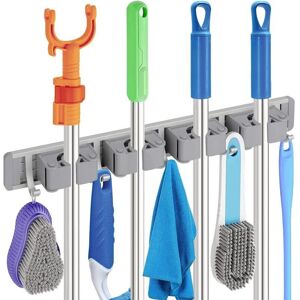 TEHTUY Four aluminum hooks, broom holder, wall-mounted broom holder, mop hanger, metal wall organizer, 1 piece TEHTUY Four aluminum hooks, broom holder, wall-mounted broom holder, mop hanger, metal wall organizer, 1 piece