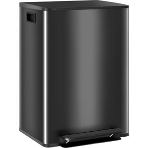 Homcom - 2 x 30L Double Kitchen Bin, Pedal Bin with Soft-Close Lid, Black Homcom - 2 x 30L Double Kitchen Bin, Pedal Bin with Soft-Close Lid, Black