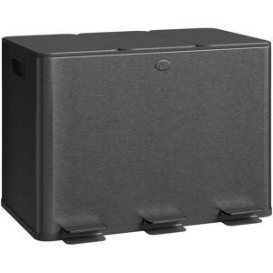 HOMCOM 3 x 20L Triple Kitchen Bin Pedal Bin for Recycling and Waste, Black HOMCOM 3 x 20L Triple Kitchen Bin Pedal Bin for Recycling and Waste, Black