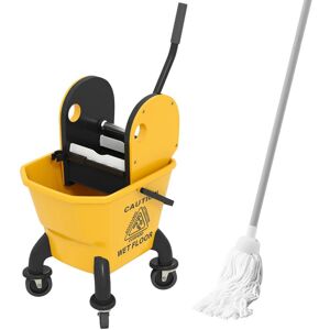 Homcom - Mop Bucket with Wringer on Wheels for Floor Cleaning 26 Litre Yellow Homcom - Mop Bucket with Wringer on Wheels for Floor Cleaning 26 Litre Yellow