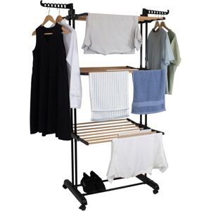 HYFIVE Clothes Airer Clothes Drying Rack Extra Large 4 Tier Clothes Horse Drying Rail Stainless Steel Garment Laundry Clothes Dryer Racks Wood Effect HYFIVE Clothes Airer Clothes Drying Rack Extra Large 4 Tier Clothes Horse Drying Rail Stainless Steel Garment Laundry Clothes Dryer Racks Wood Effect