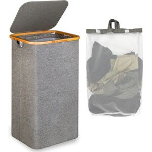 Linghhang - Large Laundry Basket with Lid, 100L Large Dirty Laundry Basket with Bamboo Handles for Clothes, Laundry Basket Foldable Large xxl Linghhang - Large Laundry Basket with Lid, 100L Large Dirty Laundry Basket with Bamboo Handles for Clothes, Laundry Basket Foldable Large xxl