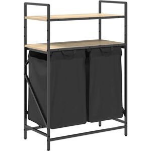 Laundry Basket 2 Compartments with Shelves Sonoma Oak Vidaxl Laundry Basket 2 Compartments with Shelves Sonoma Oak Vidaxl