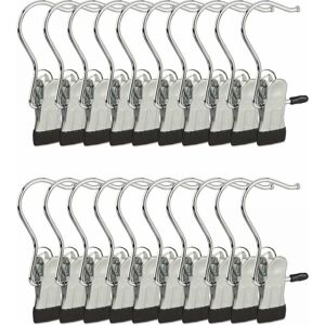 CYSLMUK Metal coat hanger clip, rubber hook set, 20 pieces (HxWxD): 11.5x5x2 cm, silver/black CYSLMUK Metal coat hanger clip, rubber hook set, 20 pieces (HxWxD): 11.5x5x2 cm, silver/black