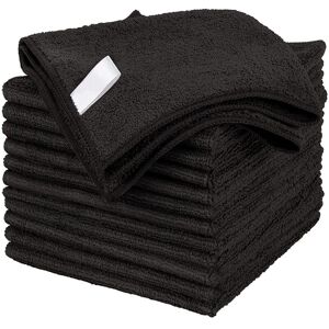 Csparkv - Microfiber Cleaning Cloth, All Purpose Towels, Streak Free, 12 Pack, Black, Size 30x30cm Csparkv - Microfiber Cleaning Cloth, All Purpose Towels, Streak Free, 12 Pack, Black, Size 30x30cm