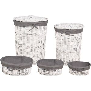 Beliani - Modern Willow Baskets Laundry Bins Set of 5 Grey and White Vakari Beliani - Modern Willow Baskets Laundry Bins Set of 5 Grey and White Vakari