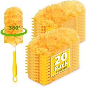 SNQ Pack of 20 360 Duster Refills, Sturdy Odorless Duster Set, Disposable Duster Refills with 1 Handle for Cleaning Furniture, Blinds, Ceiling Fans SNQ Pack of 20 360 Duster Refills, Sturdy Odorless Duster Set, Disposable Duster Refills with 1 Handle for Cleaning Furniture, Blinds, Ceiling Fans