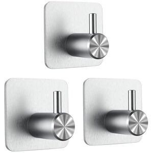 Linghhang - 3 Pcs 3M Adhesive Hook, Bathroom Wall Hook, No Drilling Towel Holder, Stainless Steel Kitchen Towel Hanger, Silver Linghhang - 3 Pcs 3M Adhesive Hook, Bathroom Wall Hook, No Drilling Towel Holder, Stainless Steel Kitchen Towel Hanger, Silver