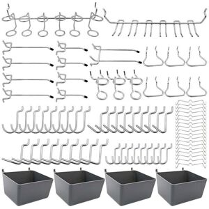 WOIYIC Pegboard Hooks Tool Holders with Bins, Peg Locks, for Organizing Various Tools, 80 Pieces WOIYIC Pegboard Hooks Tool Holders with Bins, Peg Locks, for Organizing Various Tools, 80 Pieces
