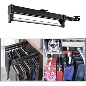 LINGHHANG 1 Piece Extendable Clothes Rail with Pull Out Hangers - Adjustable Telescopic Rod (292mm, Black) LINGHHANG 1 Piece Extendable Clothes Rail with Pull Out Hangers - Adjustable Telescopic Rod (292mm, Black)