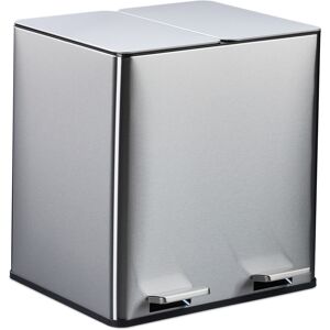 Relaxdays - Kitchen Pedal Bin, 2x 15 Litres, Dustbin with Odour Filter, Waste Separation, Soft-Close Lid, Rubbish, Silver Relaxdays - Kitchen Pedal Bin, 2x 15 Litres, Dustbin with Odour Filter, Waste Separation, Soft-Close Lid, Rubbish, Silver