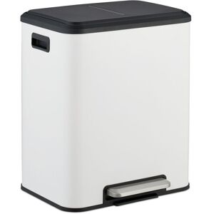 Relaxdays - Kitchen Bin, 2 Compartments, 15 Litres Each, Inner Buckets, Foot Pedal, Recycling Dustbin, Soft-Close, White Relaxdays - Kitchen Bin, 2 Compartments, 15 Litres Each, Inner Buckets, Foot Pedal, Recycling Dustbin, Soft-Close, White