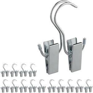 Relaxdays Hanger Clips Set of 15, Double Clamp, Rubberised, Storage Boots & Caps, Iron, HWD: 14 x 9.5 x 2.5 cm, Silver Relaxdays Hanger Clips Set of 15, Double Clamp, Rubberised, Storage Boots & Caps, Iron, HWD: 14 x 9.5 x 2.5 cm, Silver