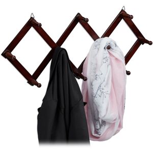 Relaxdays Wall-Mounted Coat Rack, Extendable Wardrobe, 10 Hooks, Stable, Wood, max. HWD: 5.5 x 87.5 x 7.5 cm, Dark Brown Relaxdays Wall-Mounted Coat Rack, Extendable Wardrobe, 10 Hooks, Stable, Wood, max. HWD: 5.5 x 87.5 x 7.5 cm, Dark Brown