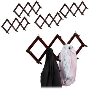 Relaxdays 5x Wall Coat Racks, 10 Hooks Each, Extendable Wardrobe, Stable, Wood, max. HWD: 5.5 x 87.5 x 7.5cm, Dark Brown Relaxdays 5x Wall Coat Racks, 10 Hooks Each, Extendable Wardrobe, Stable, Wood, max. HWD: 5.5 x 87.5 x 7.5cm, Dark Brown