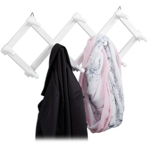 Relaxdays - 4x Wall Coat Racks, 10 Hooks Each, Extendable Wardrobe, Stable, Wood, max. hwd: 5.5 x 87.5 x 7.5 cm, White Relaxdays - 4x Wall Coat Racks, 10 Hooks Each, Extendable Wardrobe, Stable, Wood, max. hwd: 5.5 x 87.5 x 7.5 cm, White