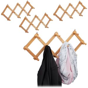 Relaxdays Wall Hook Rack Set - 4 Extensible Wooden Hooks Relaxdays Wall Hook Rack Set - 4 Extensible Wooden Hooks