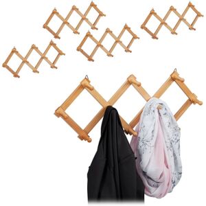 Relaxdays 5x Wall Coat Racks, 10 Hooks Each, Extendable Wardrobe, Stable, Wood, max. HWD: 5.5 x 87.5 x 7.5 cm, Natural Relaxdays 5x Wall Coat Racks, 10 Hooks Each, Extendable Wardrobe, Stable, Wood, max. HWD: 5.5 x 87.5 x 7.5 cm, Natural