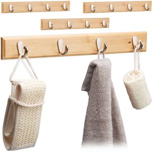 Relaxdays Set of 4 Wall Coat Racks, Natural Grain, Bamboo & Metal, Hallway, Towel Holder, 4 Hooks, 6x48.5x5 cm, Natural Relaxdays Set of 4 Wall Coat Racks, Natural Grain, Bamboo & Metal, Hallway, Towel Holder, 4 Hooks, 6x48.5x5 cm, Natural