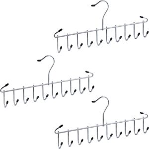 Belt Hangers, Set of 3, Metal, Space-Saving, 12 Hooks, Wardrobe & Closet Storage for Scarves, Tie Rack, Silver - Relaxdays Belt Hangers, Set of 3, Metal, Space-Saving, 12 Hooks, Wardrobe & Closet Storage for Scarves, Tie Rack, Silver - Relaxdays