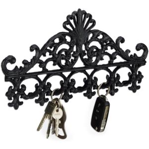 Relaxdays - Set of 2 Cast Iron Coat Racks, 5 Hooks, Antique Cottage Style, for Keys, HxWxD: approx 17 x 35 x 3.5 cm, Black Relaxdays - Set of 2 Cast Iron Coat Racks, 5 Hooks, Antique Cottage Style, for Keys, HxWxD: approx 17 x 35 x 3.5 cm, Black