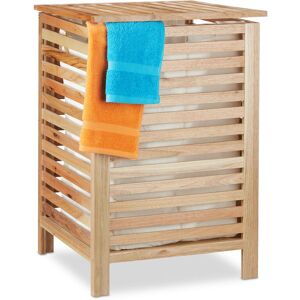 Relaxdays - Washing Basket, with Lid, Laundry Hamper, Walnut Wood, 52L Volume, Storage, HxWxD: 65.5 x 45 x 45 cm, Natural Relaxdays - Washing Basket, with Lid, Laundry Hamper, Walnut Wood, 52L Volume, Storage, HxWxD: 65.5 x 45 x 45 cm, Natural