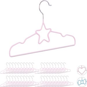RELAXDAYS 40 x Children's Coat Hangers Star, Compart Wire Holders, PVC-Coating, 30 cm, Light Pink RELAXDAYS 40 x Children's Coat Hangers Star, Compart Wire Holders, PVC-Coating, 30 cm, Light Pink