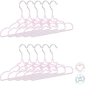 Relaxdays Children's Bow Star Hangers Set of 10, Compart Wire Holders, PVC-Coating, 30 cm, Light Pink Relaxdays Children's Bow Star Hangers Set of 10, Compart Wire Holders, PVC-Coating, 30 cm, Light Pink