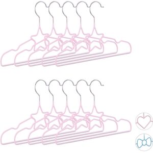 Set of 50 Relaxdays Children's Coat Hangers, Compart Wire Holders, PVC-Coating, 30 cm, Star, Pink Set of 50 Relaxdays Children's Coat Hangers, Compart Wire Holders, PVC-Coating, 30 cm, Star, Pink
