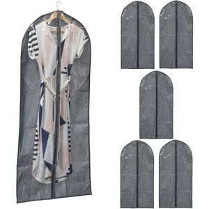 Clothes Cover, Garment Bag, Set of 6, with Zip, 135 x 60 cm, xl, Fleece, Protective Cover, Grey/transparent - Relaxdays Clothes Cover, Garment Bag, Set of 6, with Zip, 135 x 60 cm, xl, Fleece, Protective Cover, Grey/transparent - Relaxdays