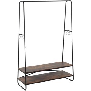 Relaxdays coat stand, 2 shelves, 6 S-hooks, clothes rail, HxWxD 160 x 100 x 45 cm, brown-black Relaxdays coat stand, 2 shelves, 6 S-hooks, clothes rail, HxWxD 160 x 100 x 45 cm, brown-black