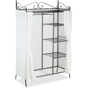 Country Metal Wardrobe 172 x 105 x 45 cm, Cottage Style, Armoire Closet with Cloth Cover, Black - Relaxdays Country Metal Wardrobe 172 x 105 x 45 cm, Cottage Style, Armoire Closet with Cloth Cover, Black - Relaxdays