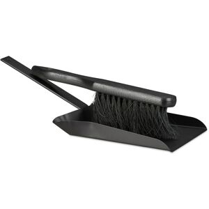Relaxdays - Dustpan and Brush Set, 37 cm, Steel, Sweeping Set with Broom, Eyelet, Outdoor and Indoor, Black Relaxdays - Dustpan and Brush Set, 37 cm, Steel, Sweeping Set with Broom, Eyelet, Outdoor and Indoor, Black