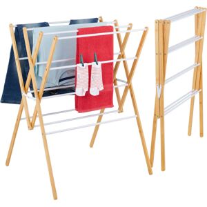 Relaxdays foldable dryer, 12 rods, HxWxD: 93 x 70 x 62 cm, bamboo, metal, tower airer, natural/white Relaxdays foldable dryer, 12 rods, HxWxD: 93 x 70 x 62 cm, bamboo, metal, tower airer, natural/white