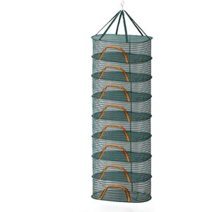 Relaxdays Foldable Drying Net, 8-Tier Rack for Herbs, Fruit, Vegetables, Hanging Dryer, Green/Orange Relaxdays Foldable Drying Net, 8-Tier Rack for Herbs, Fruit, Vegetables, Hanging Dryer, Green/Orange