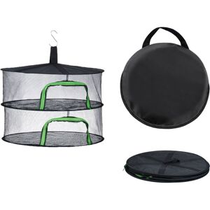 Relaxdays foldable drying net, 2-tier net for herbs, fruit, vegetables, hanging dryer, green/black Relaxdays foldable drying net, 2-tier net for herbs, fruit, vegetables, hanging dryer, green/black