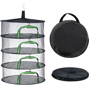 Relaxdays Foldable Drying Rack, 4-Tier Drying Net for Herbs, Fruit, Vegetables, Hanging Dryer, Green/Black Relaxdays Foldable Drying Rack, 4-Tier Drying Net for Herbs, Fruit, Vegetables, Hanging Dryer, Green/Black