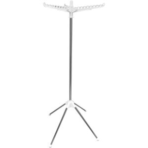 Relaxdays folding laundry rack, for 27 hangers, collapsible, 15 kg capacity, drying rack, HxD: 143x56 cm, white/silver Relaxdays folding laundry rack, for 27 hangers, collapsible, 15 kg capacity, drying rack, HxD: 143x56 cm, white/silver