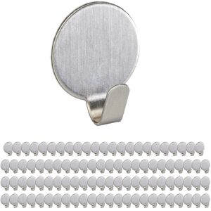 Relaxdays 96x Adhesive Towel Hooks, Round, Stainless Steel, Matt, No Drilling, Bathroom & Kitchen, 2.5x2x1.5 cm, Silver Relaxdays 96x Adhesive Towel Hooks, Round, Stainless Steel, Matt, No Drilling, Bathroom & Kitchen, 2.5x2x1.5 cm, Silver