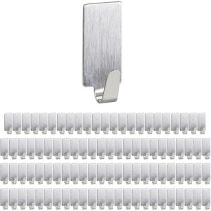 Relaxdays 96x Adhesive Towel Hooks, Stainless Steel, Matt, No Drilling, Bathroom & Kitchen, 3.5 x 1.5 x 1.5 cm, Silver Relaxdays 96x Adhesive Towel Hooks, Stainless Steel, Matt, No Drilling, Bathroom & Kitchen, 3.5 x 1.5 x 1.5 cm, Silver