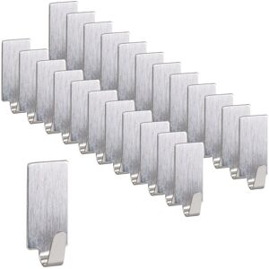 Relaxdays - 48x Adhesive Towel Hooks, Stainless Steel, Matt, No Drilling, Bathroom & Kitchen, 3.5 x 1.5 x 1.5 cm, Silver Relaxdays - 48x Adhesive Towel Hooks, Stainless Steel, Matt, No Drilling, Bathroom & Kitchen, 3.5 x 1.5 x 1.5 cm, Silver