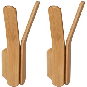 Relaxdays 2x Double Wall Hooks Bamboo, Wall-Mounting, Coat Hangers, Clothes & Towels Rack, HWD: 15 x 6.5 x 6 cm, Natural Relaxdays 2x Double Wall Hooks Bamboo, Wall-Mounting, Coat Hangers, Clothes & Towels Rack, HWD: 15 x 6.5 x 6 cm, Natural
